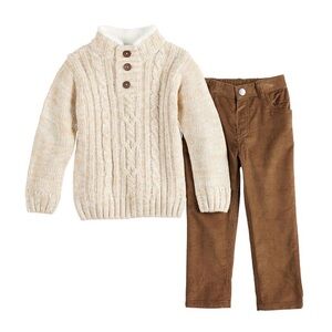 🆕18m Little Lad Cable Knit Sweater & Corduroy Pants Set